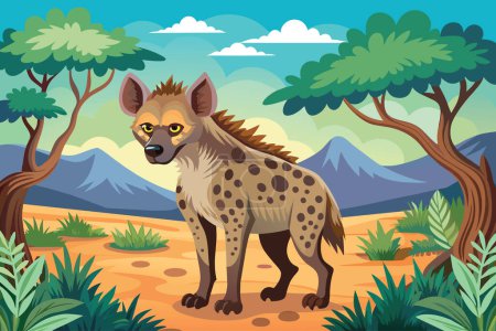 Illustration for Carnivorous animal hyena in the natural environment - Royalty Free Image