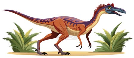 Illustration for Sinocalliopteryx a compsognathid theropod dinosaur - Royalty Free Image