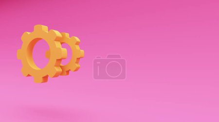 Photo for Floating 3D Gears icon on pink background with dropping shadow. Settings, process, progress business icon. 3d rendering illustration - Royalty Free Image