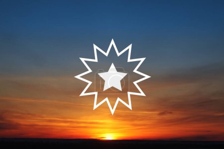 Foto de Símbolo de la Bandera Juneteenth con salida o puesta del sol. Desde 1865. Diseño de Banner con lugar para texto. - Imagen libre de derechos