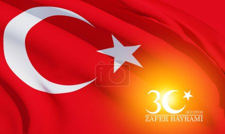 Photo for 30 August Victory Day Turkey - August 30 celebration of victory and the National Day in Turkey - Translation: Turkish: 30 Agustos Zafer Bayrami Kutlu Olsun - Royalty Free Image
