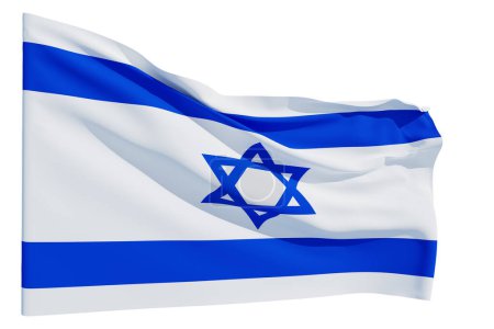 Foto de Bandera de Israel ondeando aislada sobre fondo blanco. 3d-renderizado. - Imagen libre de derechos