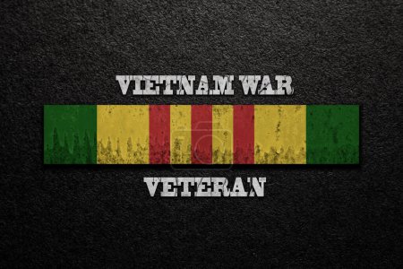 Téléchargez les photos : Ruban de campagne du Vietnam avec texte Vietnam War Veteran. Journée des vétérans du Vietnam. Commémoration générale dans les forces armées. Le ruban de service. Style grunge. - en image libre de droit