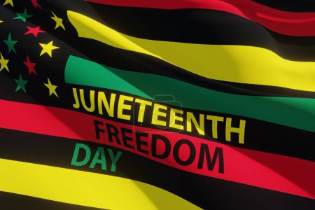 Alternative Juneteenth Flag with text Juneteenth Freedom Day. Since 1865. Banner. 3d-rendering.