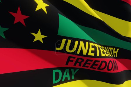 Foto de Bandera Juneteenth alternativa con texto Día de la Libertad Juneteenth. Desde 1865. Banner. 3d-renderizado. - Imagen libre de derechos