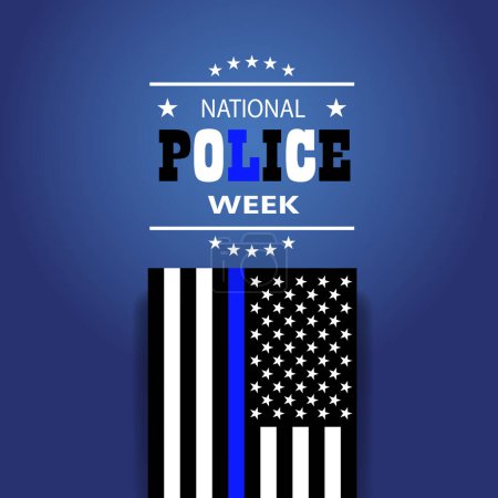 Illustration for National Police Week in May. Celebrated annual in United States. In honor of the police hero. Police badge and patriotic elements. Officers Memorial Day. Poster, card, banner. EPS10 vector. - Royalty Free Image