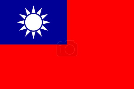 Illustration for Taiwan flag. Official colors and proportion correctly. EPS10 vector illustration. - Royalty Free Image