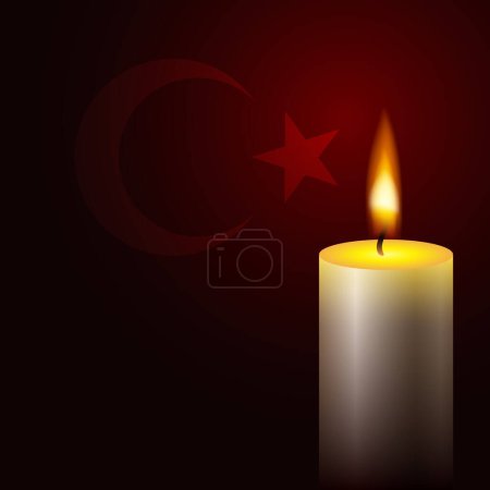 Ilustración de Vela ardiente sobre fondo de bandera de Turquía. Elemento para la Muerte luto diseño de memoria. EPS10 vector. - Imagen libre de derechos