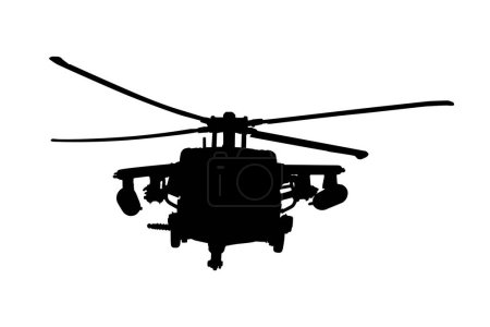 Illustration for Silhouette of military helicopter isolated on white background. EPS10 vector illustration. - Royalty Free Image