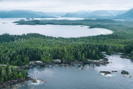 Téléchargez les photos : Aérienne de l'inlet Tofino avec des îles et des forêts. Île de Vancouver, Canada - en image libre de droit