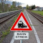 Strike at the railroad. Sign railroad strike and rails