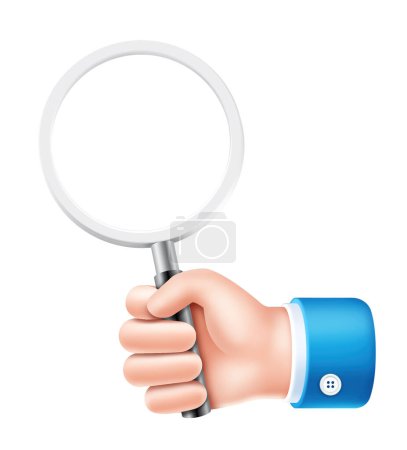 Photo for Business hand holding magnifier sign symbol icon - Royalty Free Image