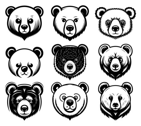 Téléchargez les illustrations : Tête d'ours symbole logo style illustration - en licence libre de droit