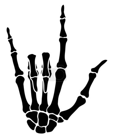 Ilustración de Skeleton bone I Love You hand sign illustrations - Imagen libre de derechos