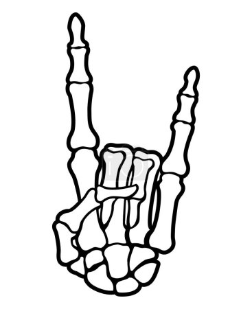 Ilustración de Skeleton finger Rock and Roll Devil Horns hand sign illustrations - Imagen libre de derechos