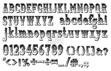 Ancienne police de caractères alphabet occidental 3d 