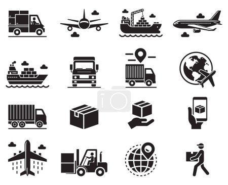 Téléchargez les illustrations : Livraison logistique icône de transport - en licence libre de droit