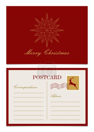 Téléchargez les illustrations : Carte postale de voeux de Noël. Illustration vectorielle élégante - en licence libre de droit