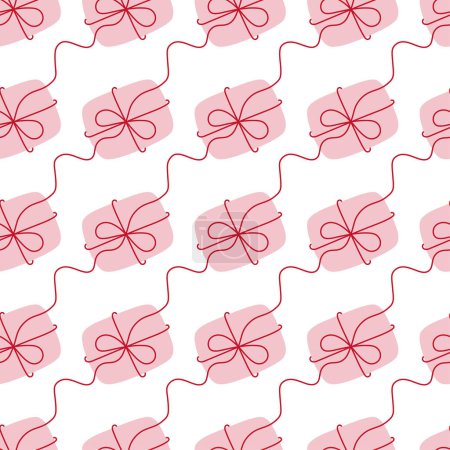 Illustration for Gift boxes with a tied bow. Vector illustration in doodle style, seamless pattern - Royalty Free Image