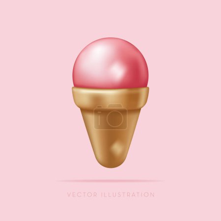 Illustration for 3D ice cream. Vector Illustration in minimal 3D style - Royalty Free Image