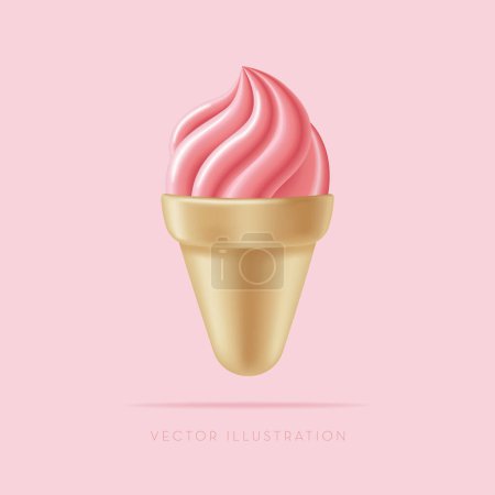 Ilustración de 3D ice cream cones. Vector Illustration in minimal 3D style - Imagen libre de derechos
