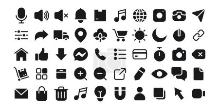 Ilustración de Simple Minimalist Different Social Media and Marketing Vector Signs. Icons set - Imagen libre de derechos