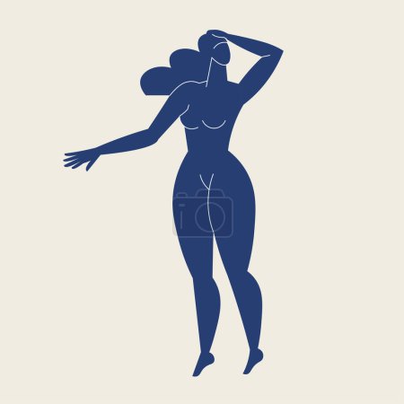 Téléchargez les illustrations : Silhouette de femme contemporaine. Le corps féminin, figure, pose. Illustration vectorielle plate - en licence libre de droit