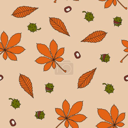 Ilustración de Patrón sin costuras de otoño con castañas. Ilustración simple de vectores - Imagen libre de derechos