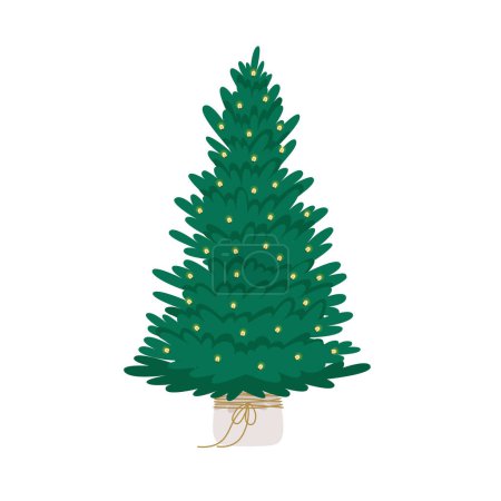 Illustration for Christmas tree decorated with garlands. vector illustration - Royalty Free Image