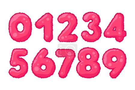 Ilustración de Números de burbujas de 0 a 9. Kids balloons fuente en estilo retro de moda. Ilustración vectorial en estilo plano - Imagen libre de derechos
