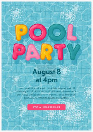 Illustration for Summer pool party poster design. Vector illustration for posters, banners, flyers, and invitations. - Royalty Free Image