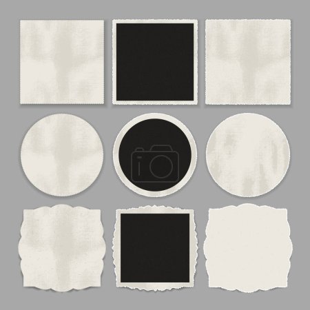 Illustration for Vintage Old Textured Square and Circle Papers frames. Grunge background. Vector illustration - Royalty Free Image