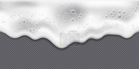 Illustration for Seamless Sea or ocean waves, cleaning detergent spume, or beer or shampoo foam isolated on a transparent background. 3d realistic vector illustration - Royalty Free Image