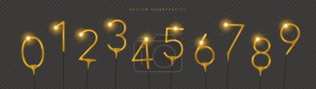 Illustration for Birthday numbers Sparkler candle isolated on transparent background. Bengal fire Realistic vector illustration - Royalty Free Image