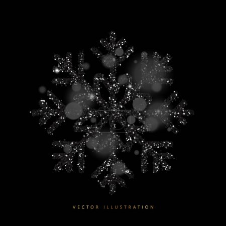 Illustration for Black glitter snowflake. Christmas, Winter symbol. Realistic Vector illustration - Royalty Free Image