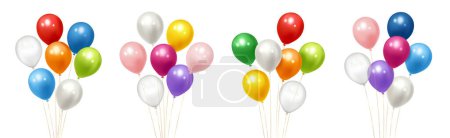 Ilustración de Set de globos festivos realistas. Diseño de celebración con globos de colores. 3d vector ilustración - Imagen libre de derechos