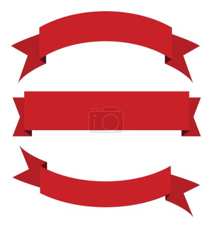 Illustration for Collection of Blank Ribbon Banner in Red Colors. - Royalty Free Image