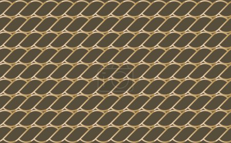 Illustration for Seamless Pattern Made of Golden Ropes on Dark Brown Background. - Royalty Free Image