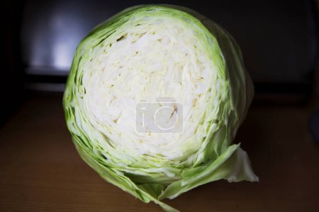 half of cabbage on the table