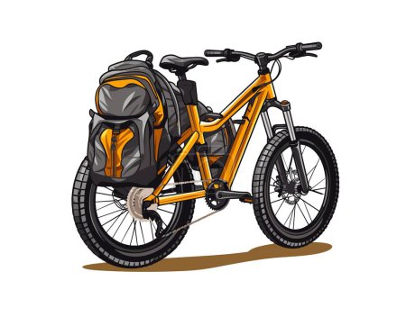 Foto de Ilustración vectorial de una mochila y una bicicleta sobre un fondo blanco - Imagen libre de derechos