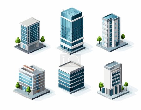 Foto de Conjunto de rascacielos isométricos y edificios de oficinas. Ilustración vectorial - Imagen libre de derechos