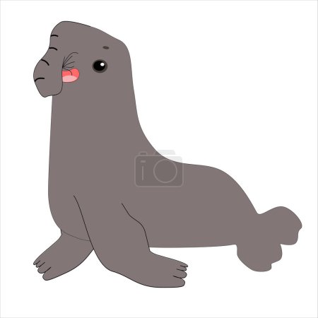 Cartoon bull elephant seal on white background