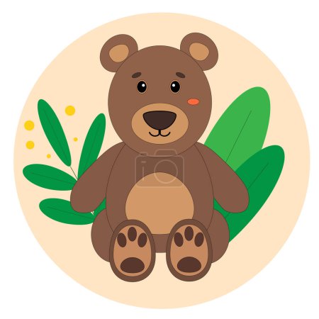 cute brown bear with green branches