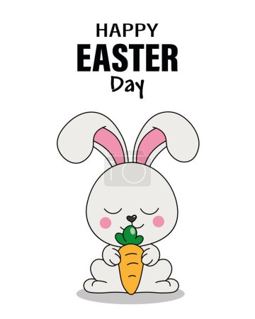 Photo for Happy easter day card. Cute rabbit with a carrot - Royalty Free Image