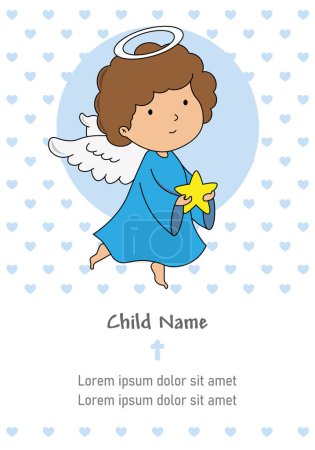 Photo for My first communion boy. Cute angel and space for text - Royalty Free Image