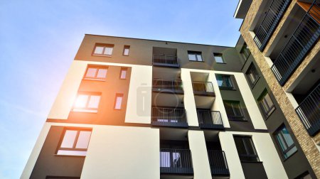 Foto de Apartments in residential complex. Housing structure at modern house.  Architecture for property investment. and architecture details. Urban abstract - windows of apartment building. - Imagen libre de derechos