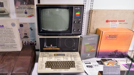 Photo for Warsaw, Poland. 10 February 2023. Inside the Apple Museum. Apple II Europlus computer. - Royalty Free Image