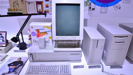 Photo for Warsaw, Poland. 10 February 2023. Inside the Apple Museum. Macintosh II computer. - Royalty Free Image