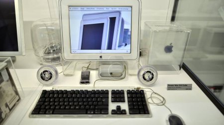 Photo for Warsaw, Poland. 10 February 2023. Inside the Apple Museum. Power Mac G4 Cube computer. - Royalty Free Image