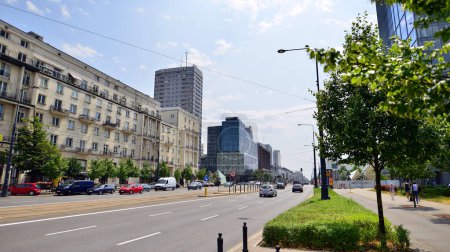 Photo for Warsaw, Poland. 5 July 2023. View of the City Center at Marszalkowska and Swietokrzyska streets - Royalty Free Image